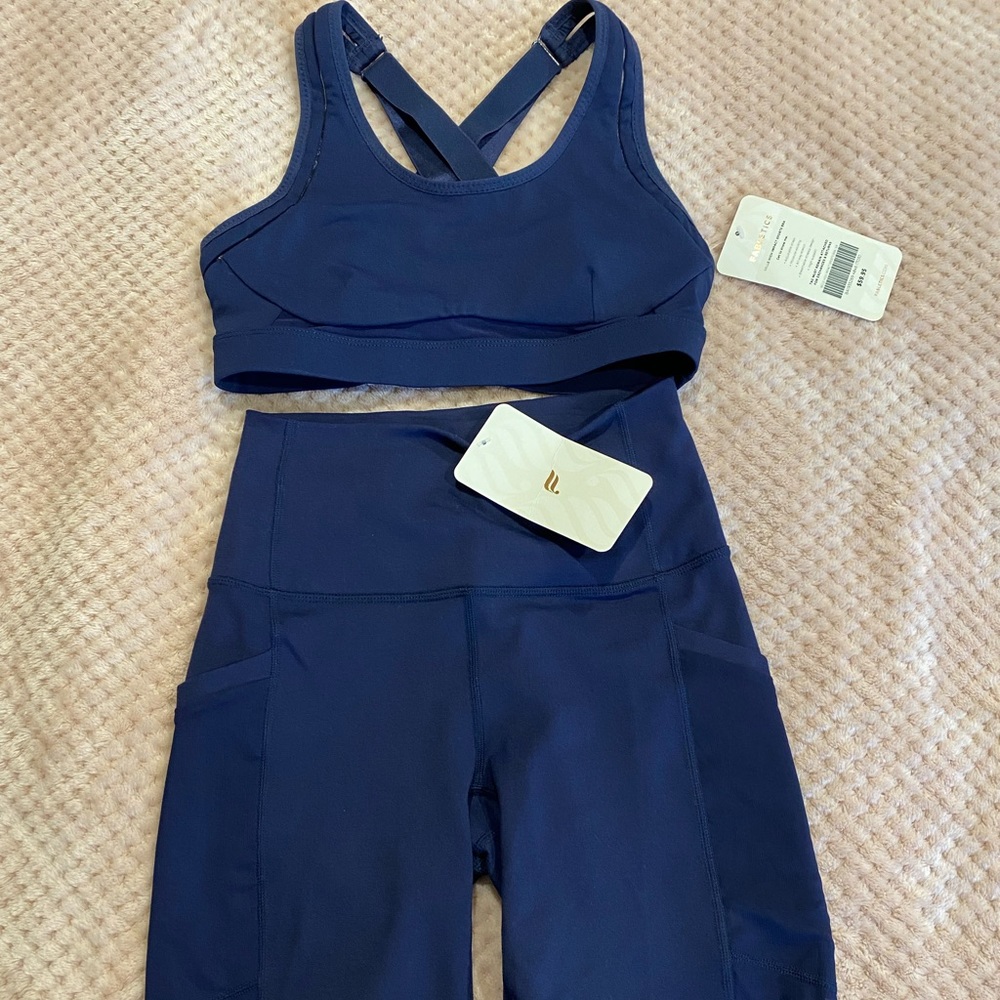 NWT Fabletics Biker Short & Sports Bra Outfit Set